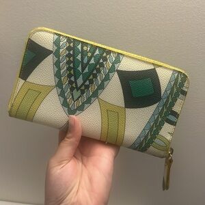 Pucci Authentic Leather Zip Wallet, Yellow Green & Blue